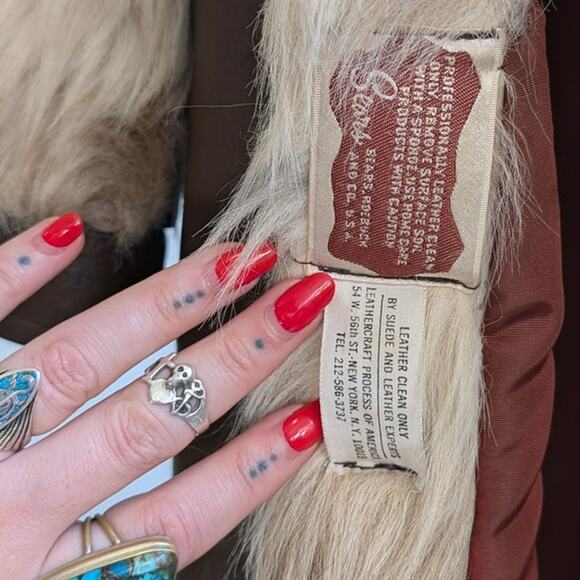 Vintage Cheetah Faux Fur Afghan Coat Leather Penny Lane Shaggy Trench Jacket - Picture 13 of 14